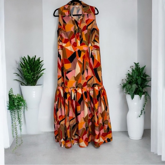 L'ATISTE Orange Black Halter Maxi Sundress size L - Picture 2 of 16